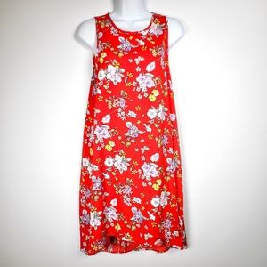 NWT Goldspark Vibrant Red White Floral Shift Dress Womens M Sleeveless Tara